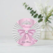 Baby Shower Girl White Pink Princess Tiara ab Einladung (Stehend Vorderseite)