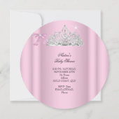 Baby Shower Girl White Pink Princess Tiara ab Einladung (Rückseite)