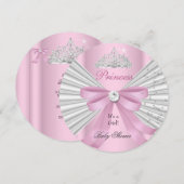 Baby Shower Girl White Pink Princess Tiara ab Einladung (Vorne/Hinten)