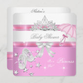 Baby Shower Girl White Pink Princess Tiara Magical Einladung (Vorne/Hinten)