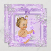 Baby Shower Girl Winter Lavender Snowflake Blonde Einladung (Vorne/Hinten)