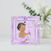 Baby Shower Girl Winter Lavender Snowflake Brunett Einladung (Stehend Vorderseite)