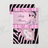 Baby Shower Girl Zebra Pink Einladung (Vorne/Hinten)