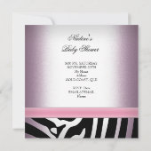 Baby Shower Girl Zebra Pink Princess Black Einladung (Rückseite)