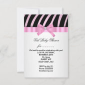 Baby Shower Girl Zebra Pink schwarz Einladung (Rückseite)