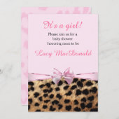 Baby Shower Girls Pink Bow Leopard Cheetah Einladu Einladung (Vorne/Hinten)