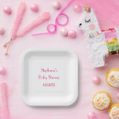 Baby Shower Girls Pink Individuelle Name Elegant 2 Pappteller (Party)