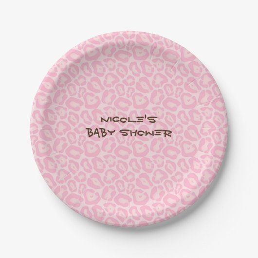 Baby Shower Girls Pink Safari Cheetah Leopard Pappteller (Vorderseite)
