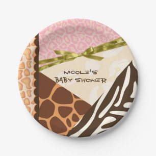 Baby Shower Girls Pink Safari Print Themed Teller