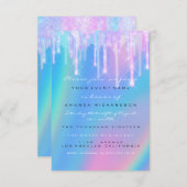 Baby Shower Girly Feet Holograph Unicorn Pink Foot Einladung (Vorne/Hinten)