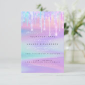 Baby Shower Girly Feet Tropfen Holograph Unicorn P Einladung (Stehend Vorderseite)