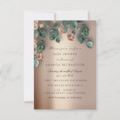 Baby Shower Glitzer Feet Rose Glitzer Eucalyptus Einladung (Vorderseite)