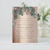 Baby Shower Glitzer Feet Rose Glitzer Eucalyptus Einladung (Stehend Vorderseite)