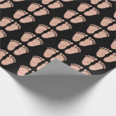 Baby Shower Glitzer Girl Black Pink Rose Gold Feet Geschenkpapier (Ecke)