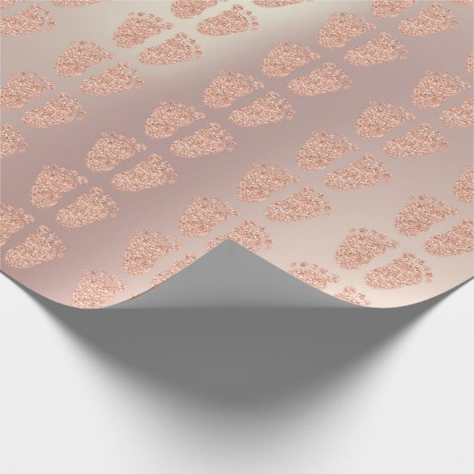 Baby Shower Glitzer Girl Coppe Pink Rose Gold Feet Geschenkpapier (Ecke)