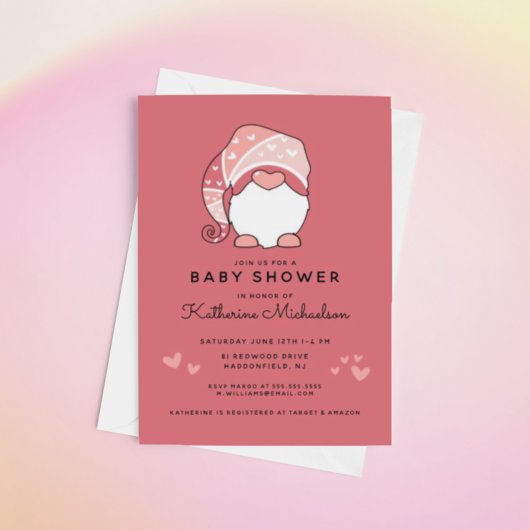BABY SHOWER | Gnome & Hearts Invitation Einladung