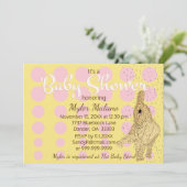 Baby Shower Gold Baby Elephant Einladung (Stehend Vorderseite)