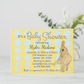 Baby Shower Gold Blue Baby Elephant Blue Einladung (Stehend Vorderseite)