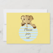 Baby Shower Gold Blue Baby Elephant Blue Einladung (Rückseite)
