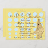 Baby Shower Gold Blue Baby Elephant Blue Einladung (Vorne/Hinten)