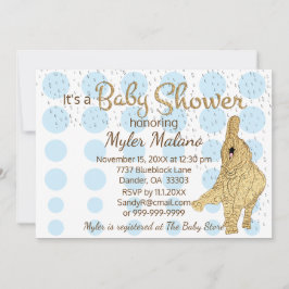 Baby Shower Gold Blue White Baby Elephant Einladung