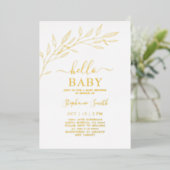 Baby Shower Gold Folieneinladung (Stehend vorne)