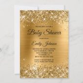 Baby Shower Gold Glitterie Foil Extravagantes Skri Einladung (Vorderseite)