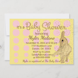 Baby Shower Gold Pink Baby Elephant Einladung
