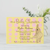 Baby Shower Gold Pink Baby Elephant Einladung (Stehend Vorderseite)