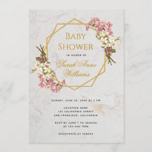 Baby Shower Gold Pink Orchidee Florale Geometrie Einladung