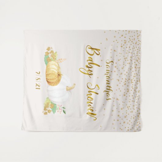Baby Shower Gold Pumpkin Backdrop Foto Stand Wandteppich (Vorderseite (Horizontal))