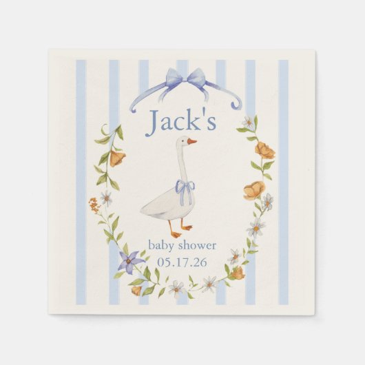 Baby shower goose blue serviette (Vorderseite)