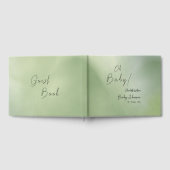 Baby Shower Green Watercolor Background Oh Baby Gästebuch (Voll)