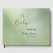 Baby Shower Green Watercolor Background Oh Baby Gästebuch (Vorderseite)