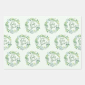 Baby Shower Greenerity Wreath Personalisiert Geschenkpapier Set (Vorderseite)