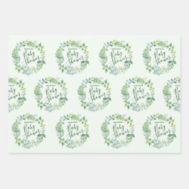 Baby Shower Greenerity Wreath Personalisiert Geschenkpapier Set
