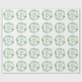 Baby Shower Greenery Kreath Personalisierter Name Geschenkpapier (Flach)