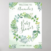 Baby Shower Greenery Wreath Poster (Vorne)