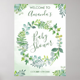 Baby Shower Greenery Wreath Poster