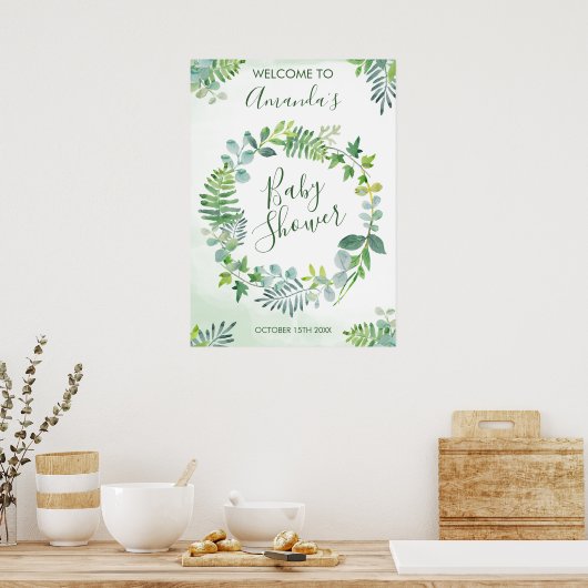 Baby Shower Greenery Wreath Poster (Küche)