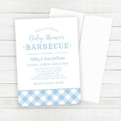 Baby Shower GRILLEN Pale Blue Gingham Kariert Einladung