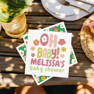 BABY SHOWER Groovy Daisies COLORFUL CUSTOM Serviette