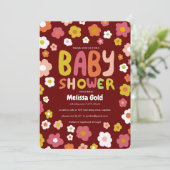 BABY SHOWER Groovy Daisies Floral CUSTOM Einladung (Stehend Vorderseite)
