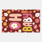 BABY SHOWER Groovy Daisies Floral CUSTOM Rechteckiger Aufkleber (Vorderseite)