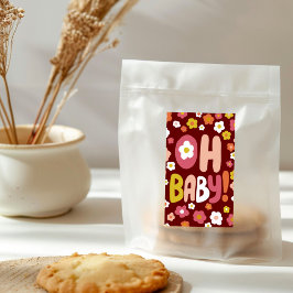 BABY SHOWER Groovy Daisies Floral CUSTOM Rechteckiger Aufkleber