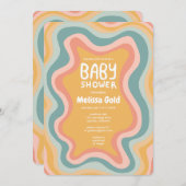 BABY SHOWER Groovy Pastel Curves CUSTOM Einladung (Vorne/Hinten)