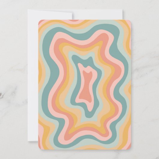 BABY SHOWER Groovy Pastel Curves CUSTOM Einladung (Rückseite)