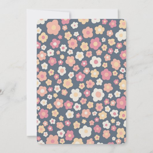 BABY SHOWER Groovy Sweet Daisy Floral CUSTOM Einladung (Rückseite)