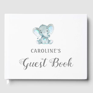 Baby Shower Guest Book, Blue Elephant Gästebuch