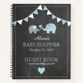 Baby Shower Guest Book Chalkboard Look Elephants Notizblock (Vorderseite)